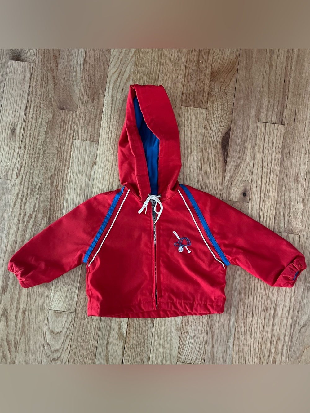 Vintage Weather Tamer Wind Breaker Red/Blue  Baby Hooded Jacket Size
12 Months